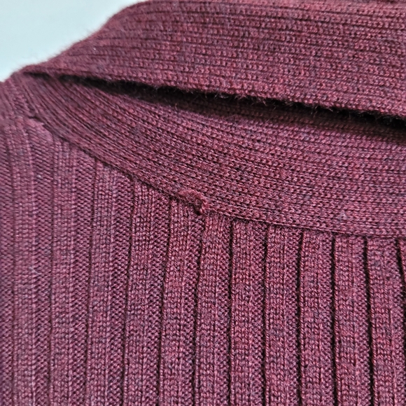 H&M Sz Sm Long Cardigan Sweater Duster Women’s Burgandy Open Front Ribbed Knit - Picture 11 of 11